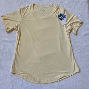 Gradual light yellow flowy workout top women's medium nwt